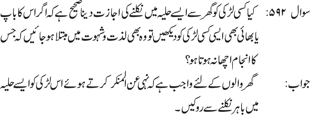 Amar bil maroof aur nahi anil munkar ka wojoob mukallaf(yani Baligh merd or aurat) per apnay ghar walooo aur rishtay daroon  ki nisbat shaded tar he. Is buniyaad per agar koe apnay ghar waloon , rishtay daroon aur deeni ehbaab se namaz aur roza aur khums  k silsilay me betawajahi daikhay aur wo muharamaat k murtakib hotay hoon maslan gheebat aur jhoot wagirah. Beehtiyaati aur be baaqi ko daikhay to amar bil maroof aur nahi anil munkar k tinoo darjoo ki riayat kartay huay agay barhay aur in ko burai se rokay aur inko achay kamoo ki daawat de. Lakin baap aur maa ki nisbat  ehtiyaat e wajib he k narmi se un ki rahnumae karay aur kisi bhi waqt un k saamnay sakhti se pesh nah aay. (Ref : Tauzeeh e ul masayl Ayat Ullaha Sistani (d.b.) Masla # 2011)