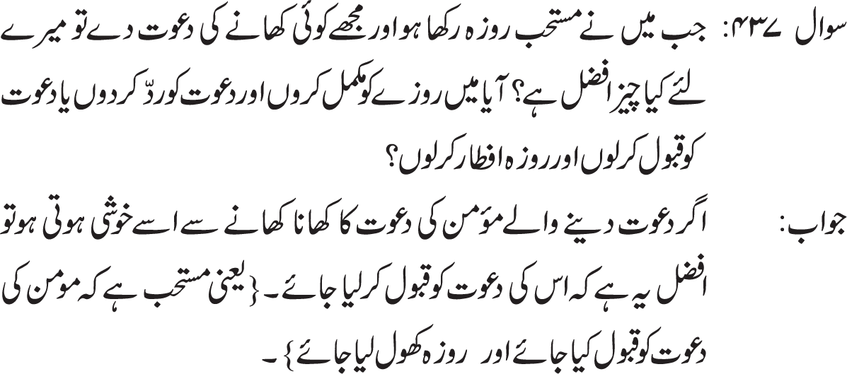 mustahab rozay ko pura karna ya dawat qabool karna
